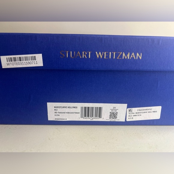 Stuart Weitzman Nudistcurve Hollywood Pink Iridescent Heels 8.5 Platform Sandals - Picture 11 of 12